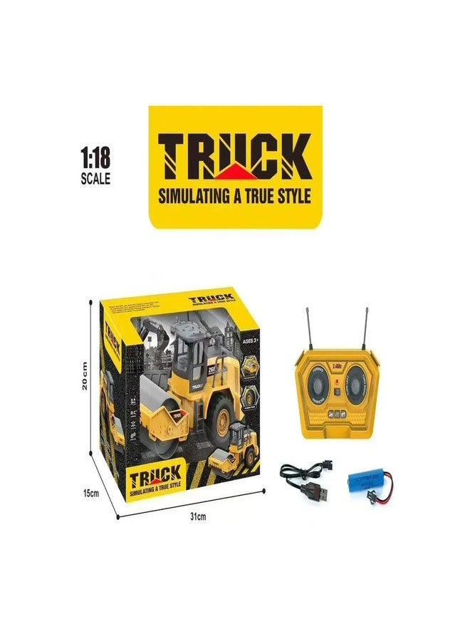 EXOMOON Remote Control Road Roller Truck - 2.4GHz RC Construction Vehicle Toy with Movable Joint & Rubber Tires (RC Road Roller Truck) - Image 3